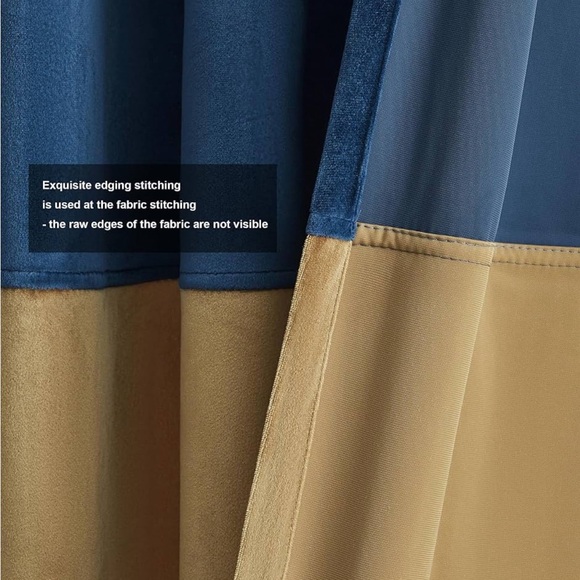 BULBUL  Velvet Curtains 2 Panels - Picture 3 of 5